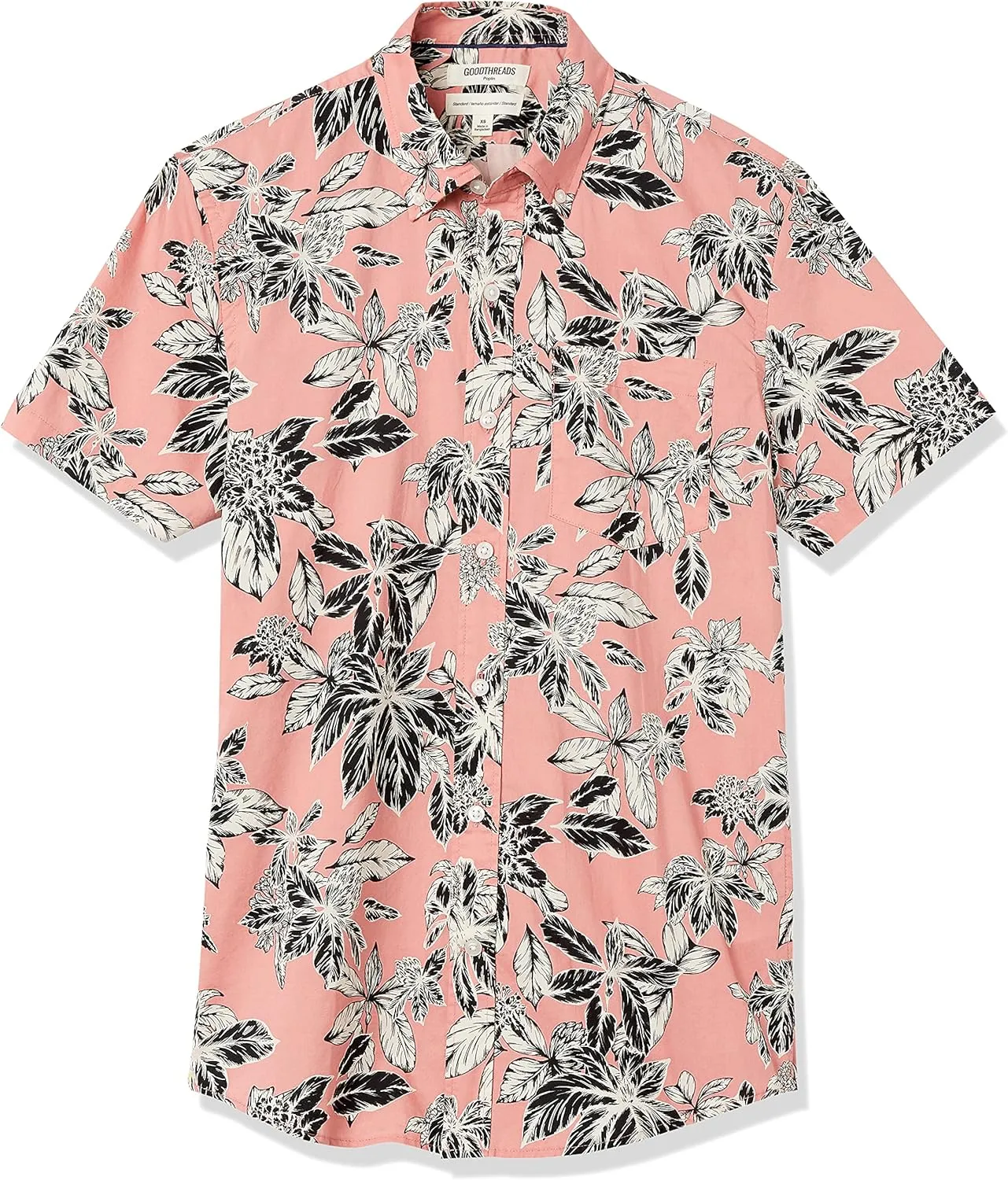 Goodthreads Men's Standard-Fit Short-Sleeve Printed Poplin Shirt