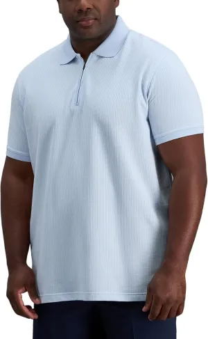 Haggar Men's Premium Comfort Quarter Zip Short Sleeve Polo Shirt