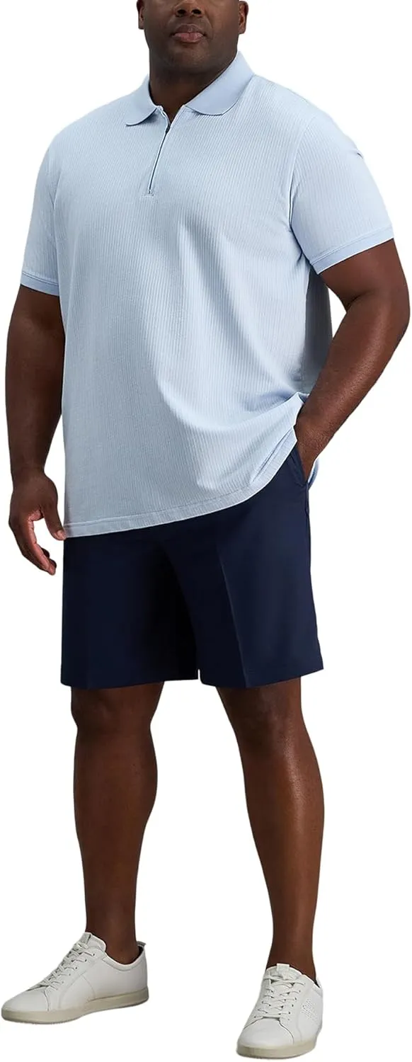 Haggar Men's Premium Comfort Quarter Zip Short Sleeve Polo Shirt