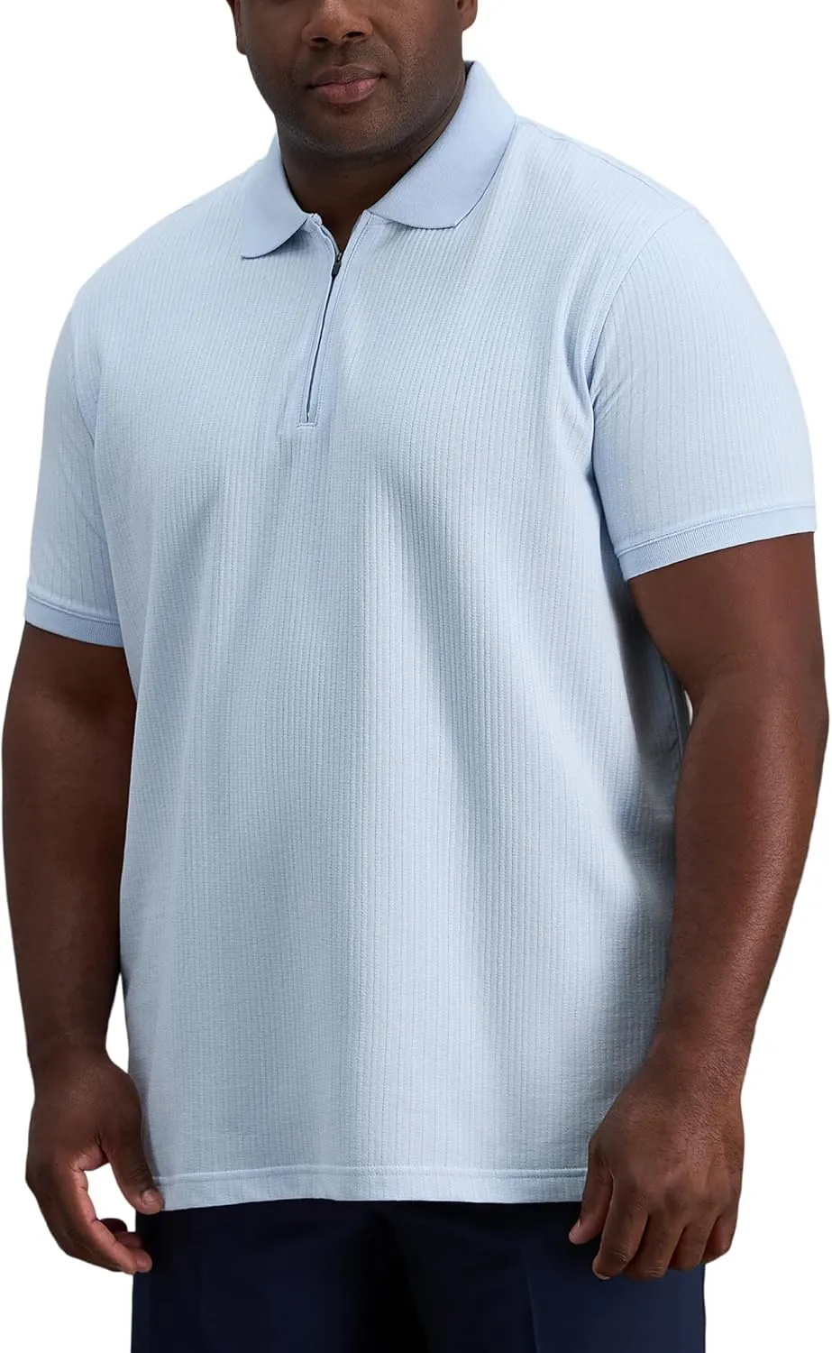 Haggar Men's Premium Comfort Quarter Zip Short Sleeve Polo Shirt