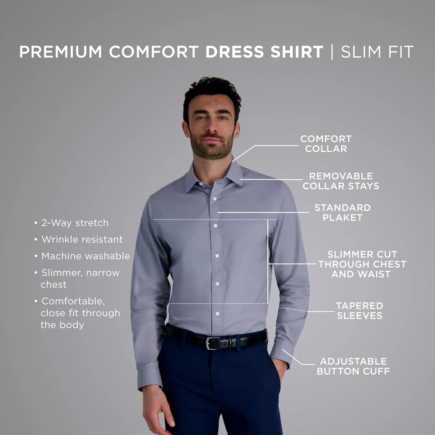 Haggar Men's Premium Comfort Slim Fit Wrinkle Resistant Dress Shirt