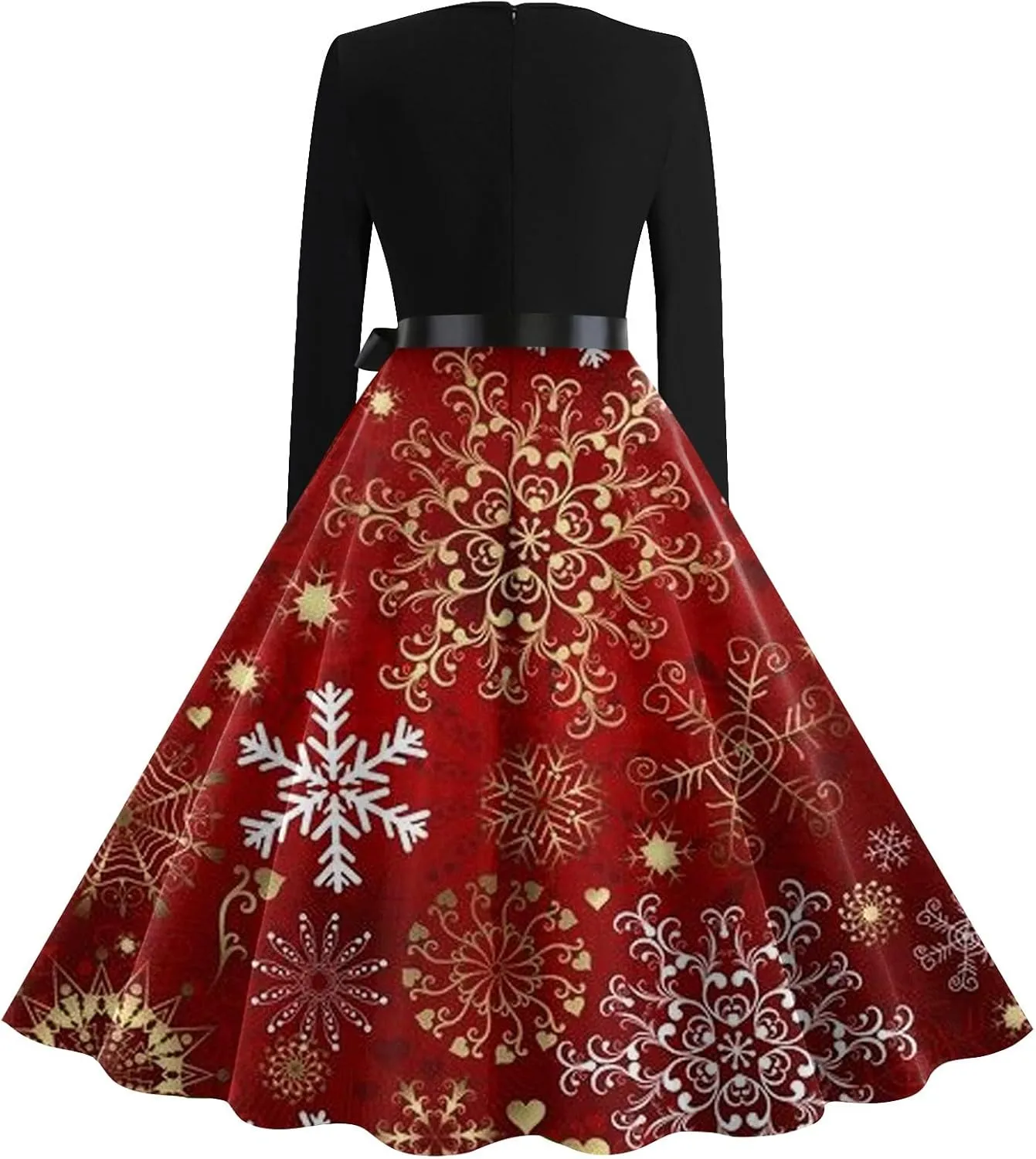 Halloween Dresses for Women Long Sleeve V Neck Vintage Print Costumes 1950s Fall Cocktail Dresses