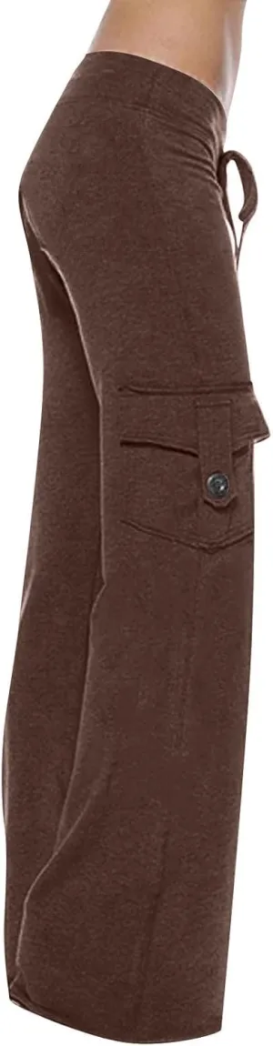 High Waist Stretch Cargo Pants for Women Casual Military Army Cargo Combat Work Pants with Pockets Bootcut Trousers