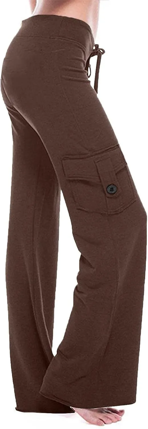High Waist Stretch Cargo Pants for Women Casual Military Army Cargo Combat Work Pants with Pockets Bootcut Trousers
