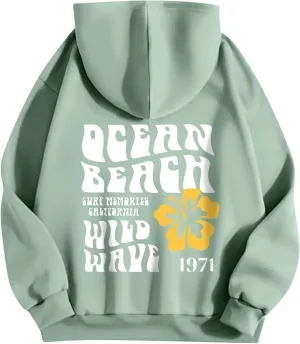 Hoodies For Teen Girls Long Sleeve Letter Print Casual Graphic Drawstring Pullover Cute Oversize Hoodie