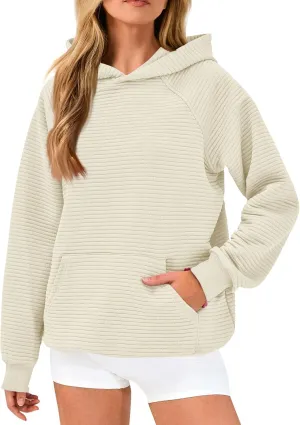 Hoodies for Women Casual Hooded Oversized Sweatshirts with Kangaroo Pocket Raglan Long Sleeve Loose Pullover Tops