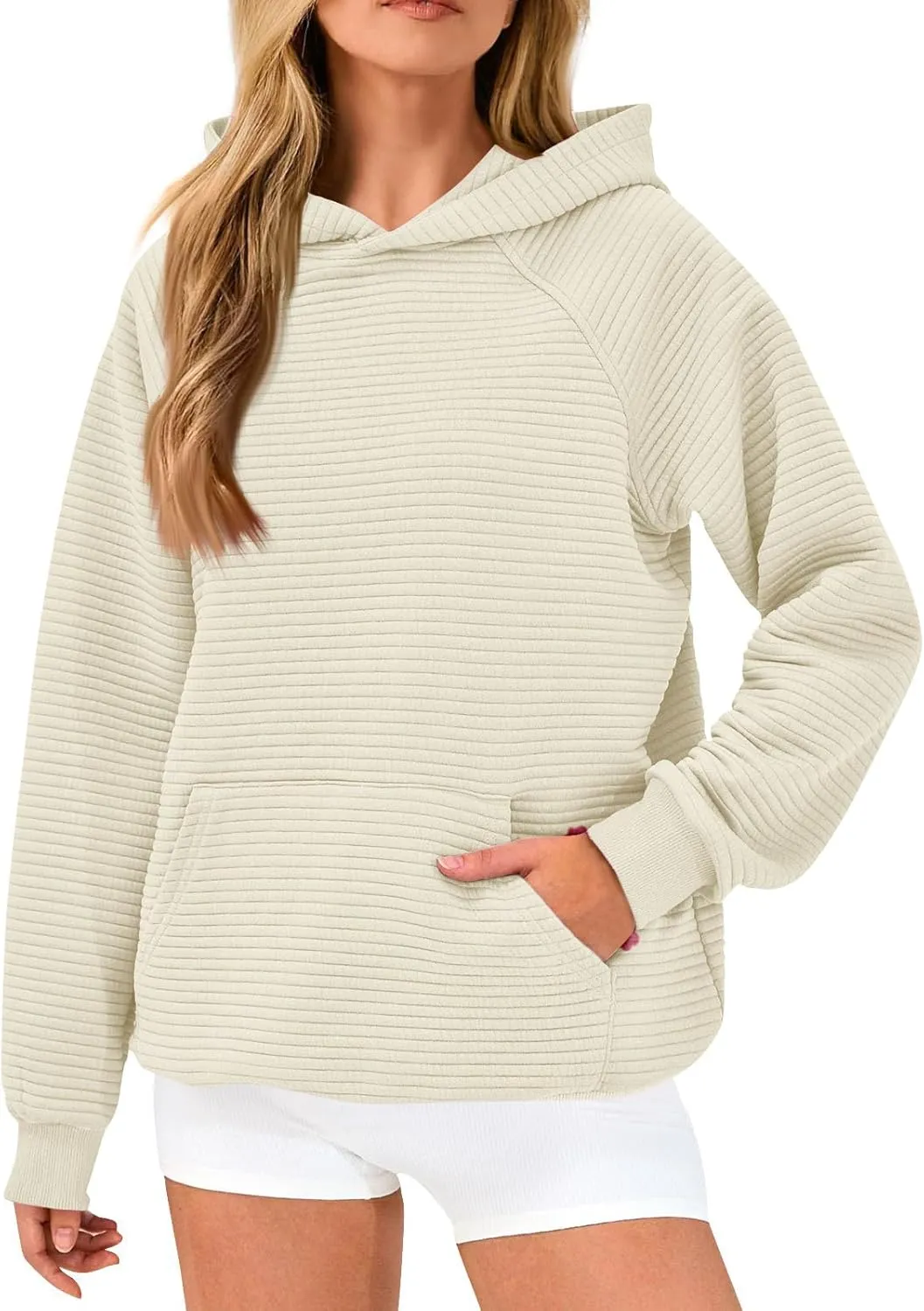 Hoodies for Women Casual Hooded Oversized Sweatshirts with Kangaroo Pocket Raglan Long Sleeve Loose Pullover Tops
