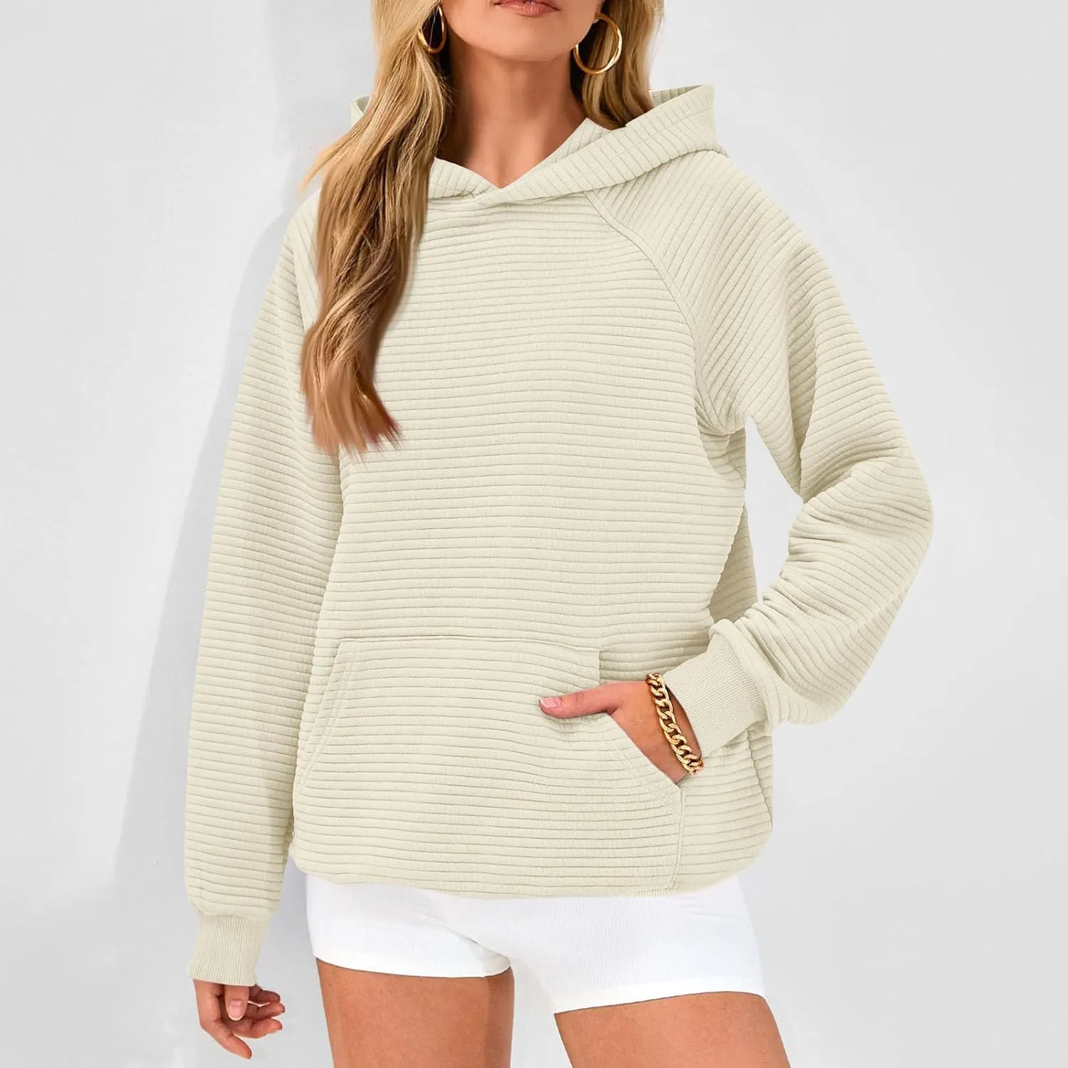 Hoodies for Women Casual Hooded Oversized Sweatshirts with Kangaroo Pocket Raglan Long Sleeve Loose Pullover Tops