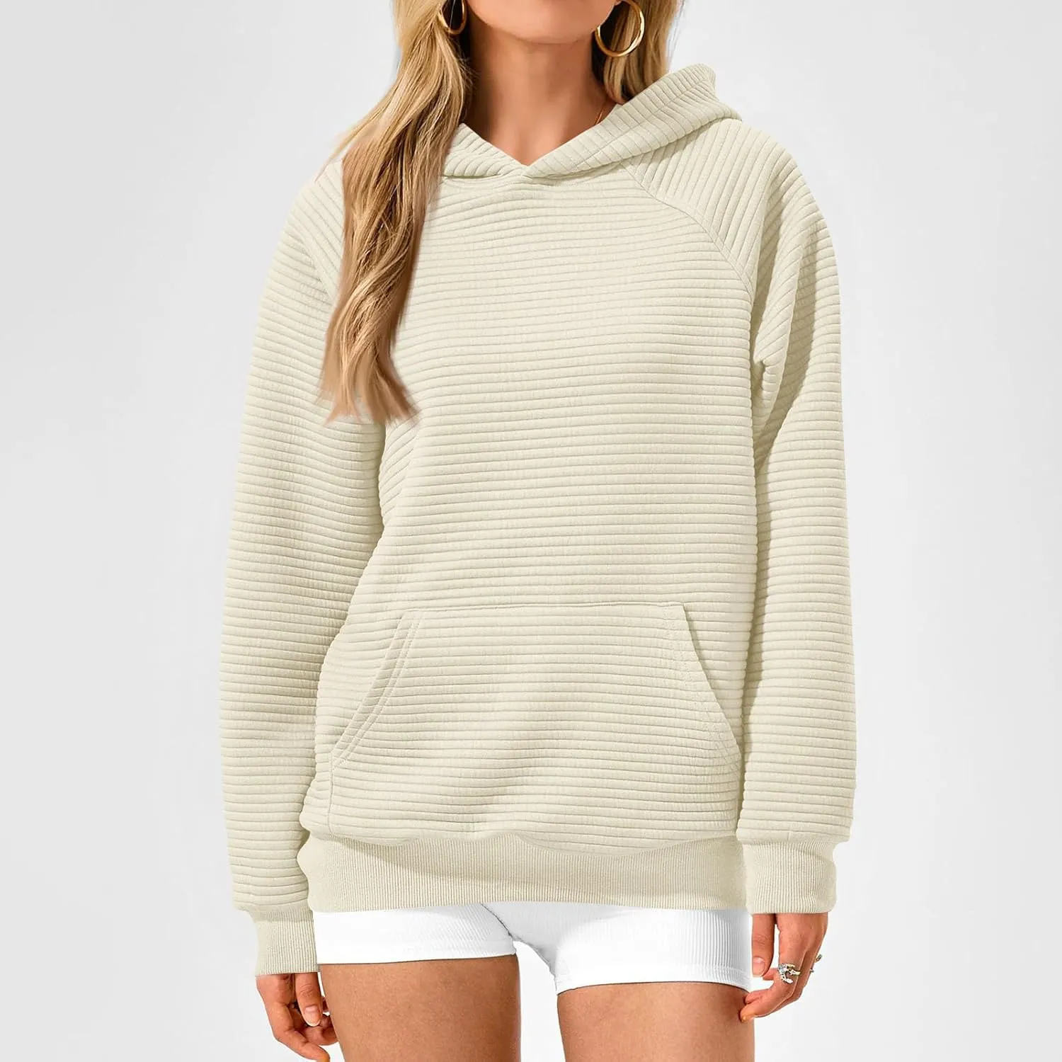 Hoodies for Women Casual Hooded Oversized Sweatshirts with Kangaroo Pocket Raglan Long Sleeve Loose Pullover Tops
