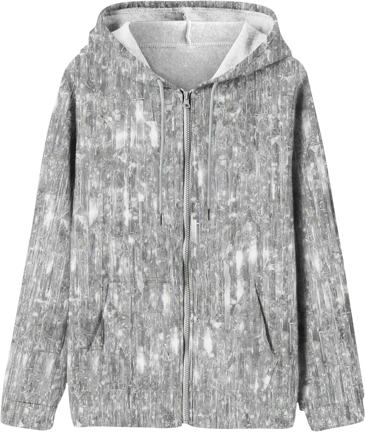 Hoodies for Women Stylish Zip Up Hoodie Long Sleeve Print Sweatshirts Casual Fashion Jackets with Pocket Fall Outfits