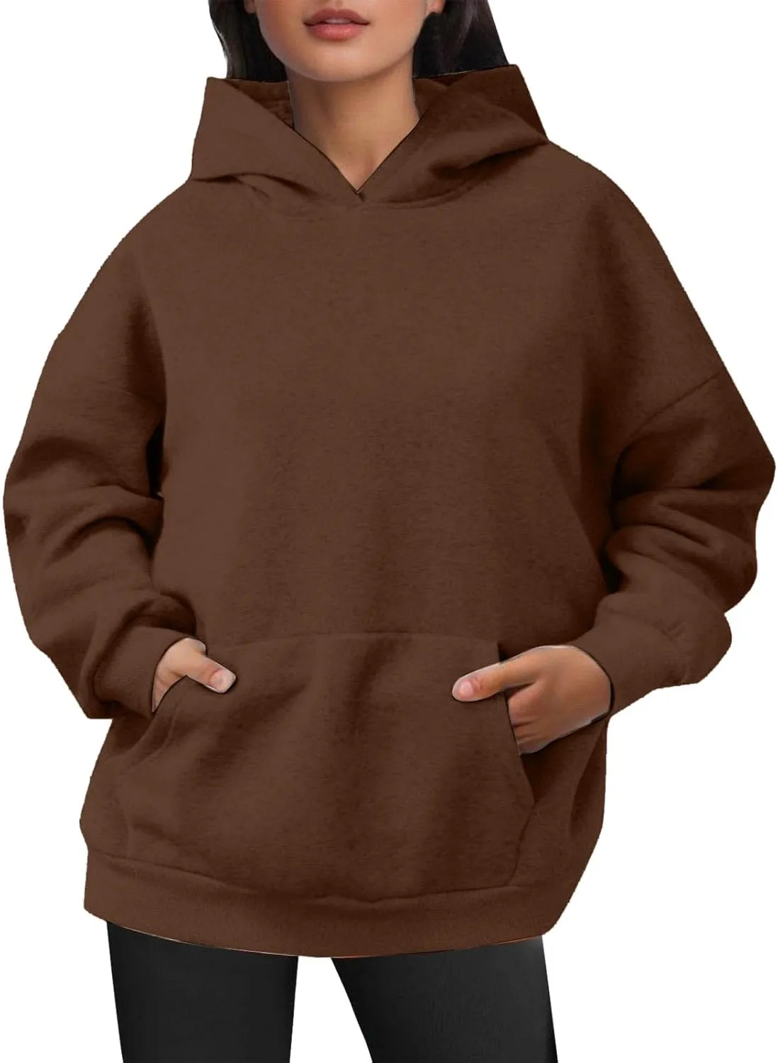Hoodies for Women Trendy Oversized Sweatshirts Casual Fleece Long Sleeve Pullover Fall Outfits 2024 with Pocket