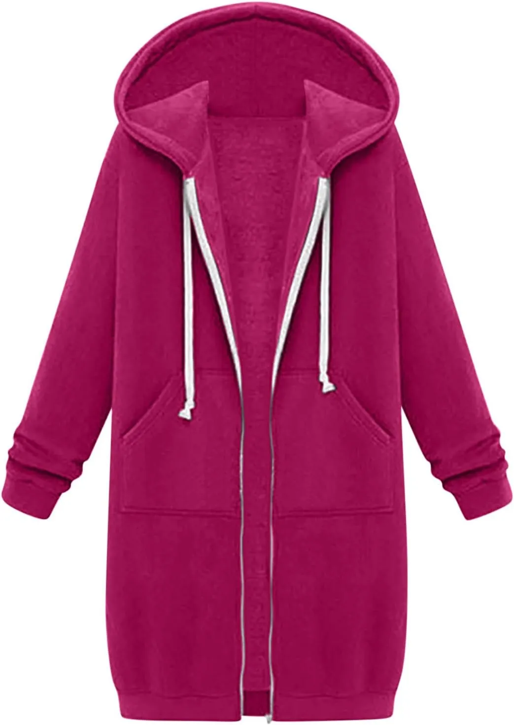 Hoodies for Women Zip Up Knee Length Tunic Fashion Sweatshirts Casual Long Sleeve Comfy Fall Hooded Jackets With Pocket
