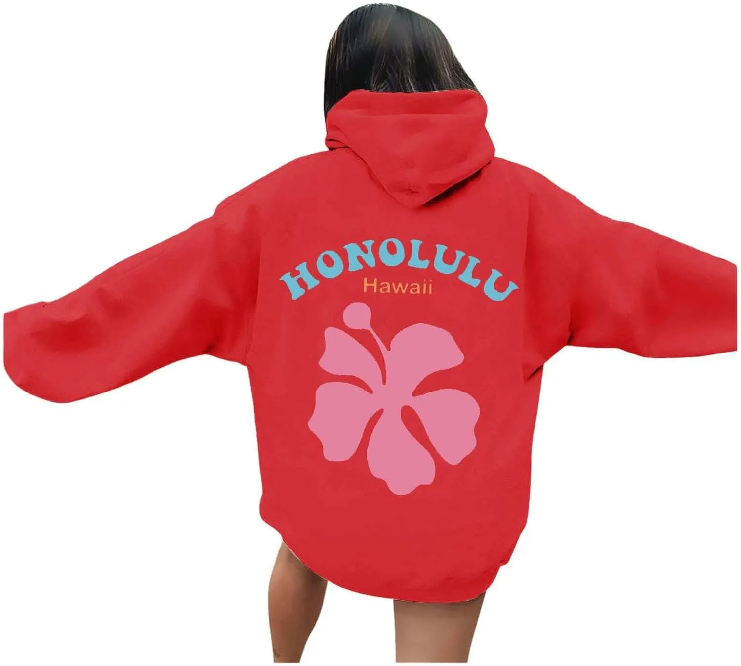 Hoodies Sweatshirt for Women Graphic Trendy Cute Y2K Clothes Girls Pullover Oversized Pink Palm Puff Preppy Hoodies