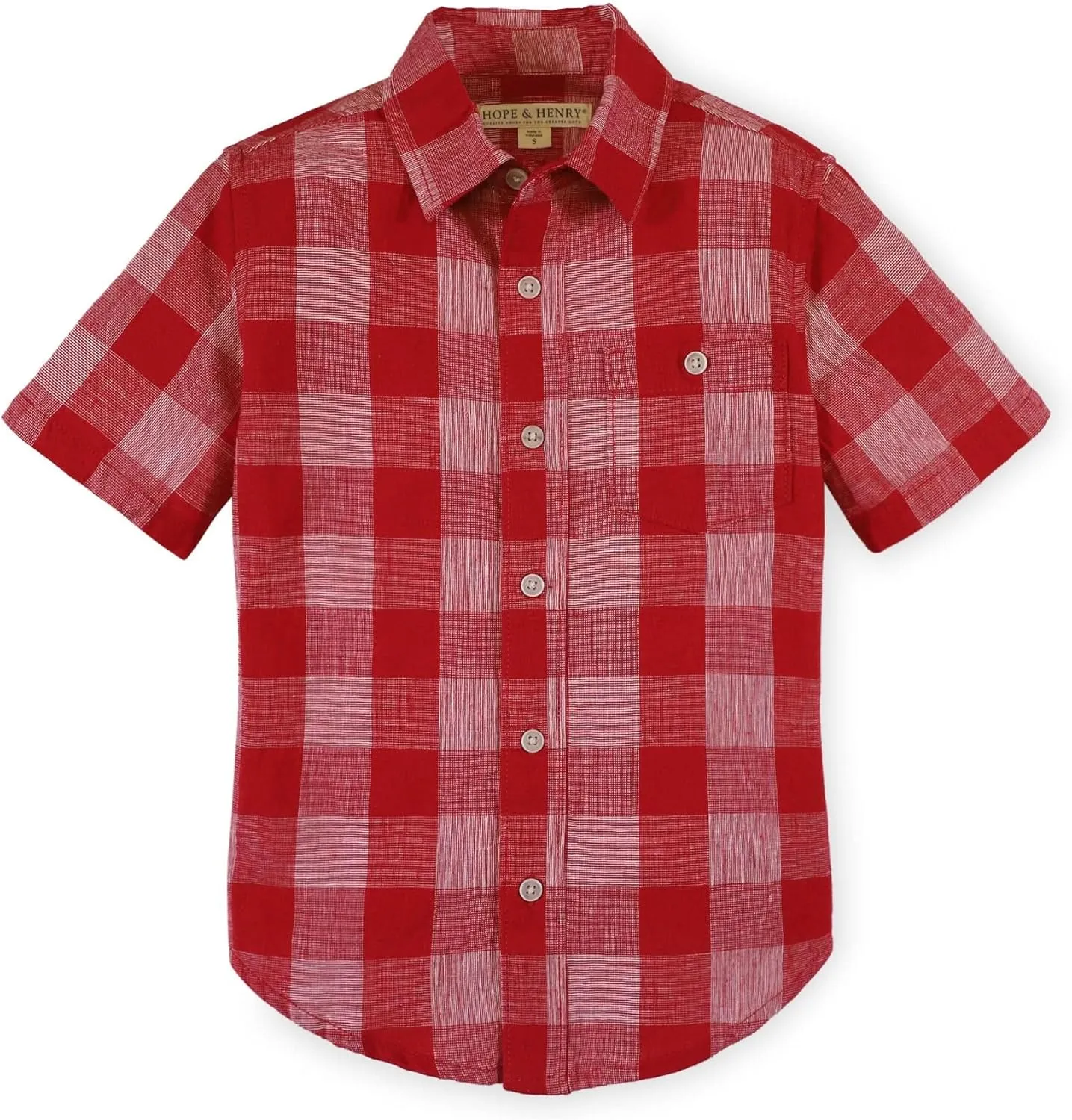 Hope & Henry Boys' Linen Short Sleeve Button Down Shirt