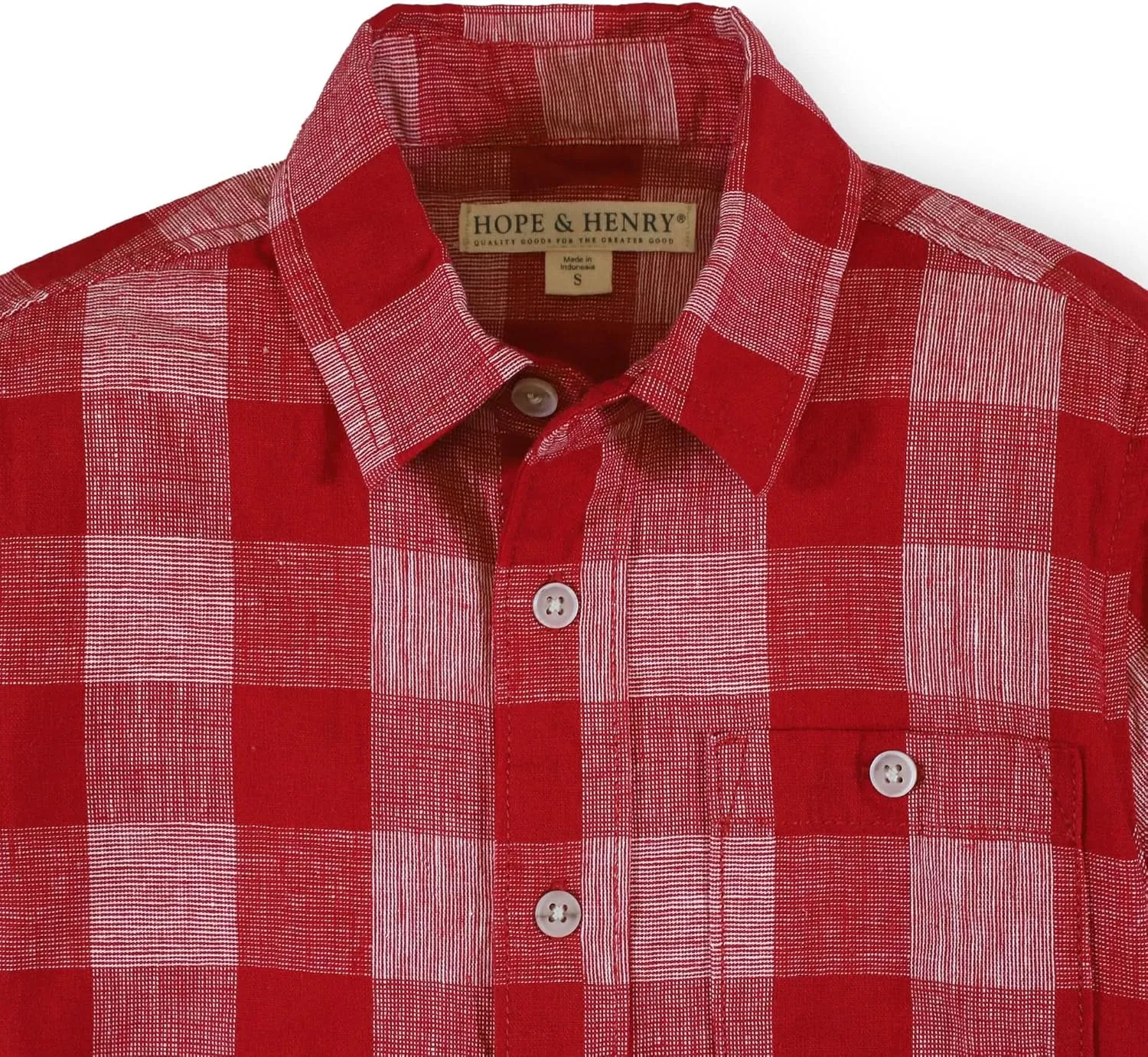 Hope & Henry Boys' Linen Short Sleeve Button Down Shirt