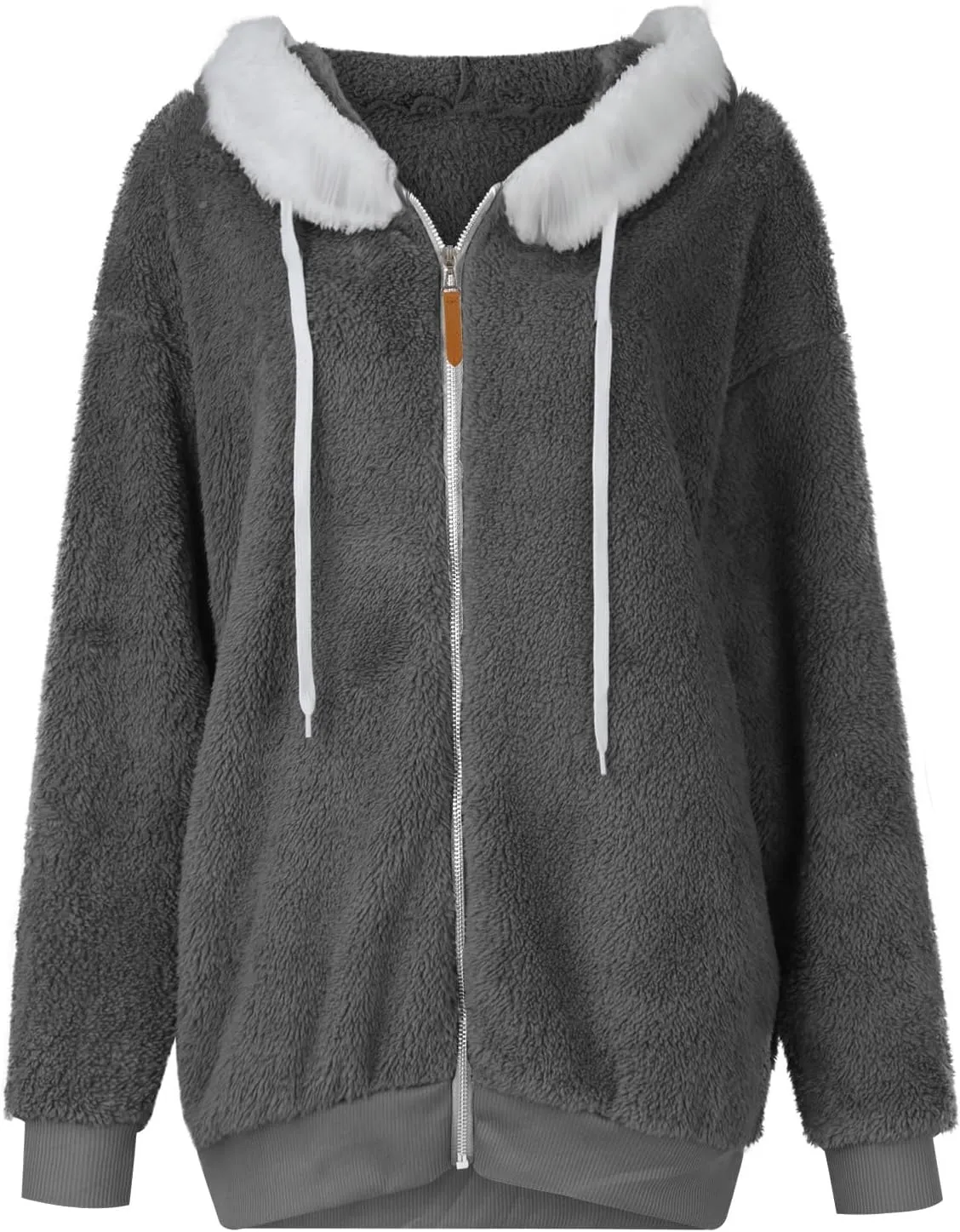 HXHYQKP Womens Fleece Zip Up Jacket Winter Coats Plus Size Jacket Hoodies Plush Warm Fuzzy Coat with Pockets