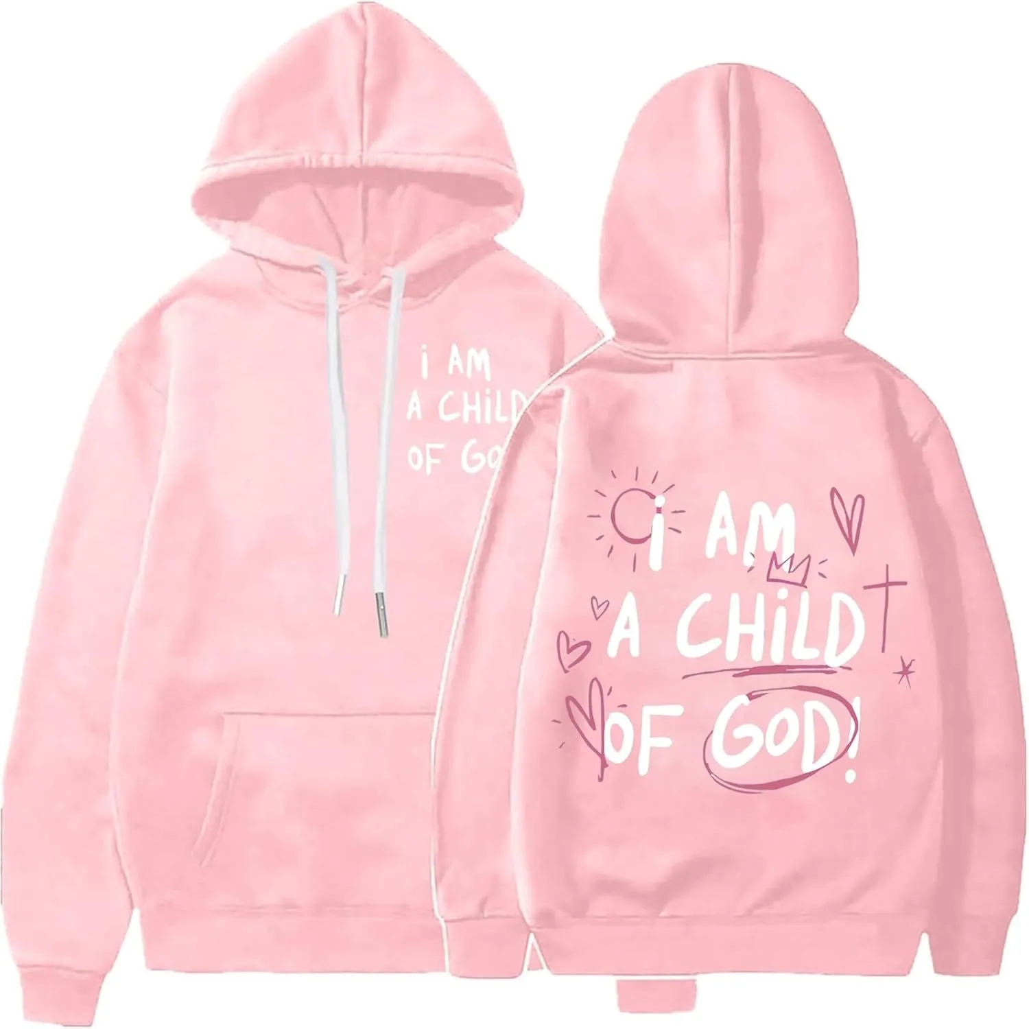 I Am A Child Of God Hoodie Long Sleeve Christian Hoodies Casual Comfortable Drawstring Fashion Pocket Sweatshirt