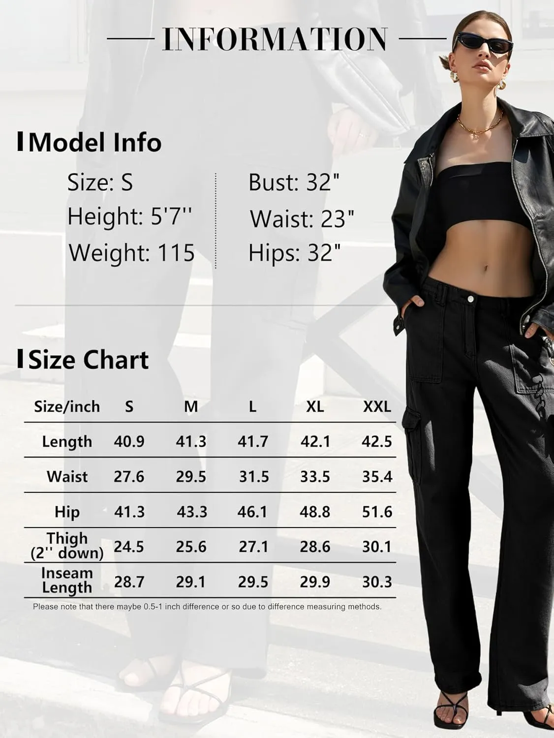 IFFEI Womens Cargo Pants High Waisted Wide Leg Trousers Baggy Multiple Pockets Hiking Pants