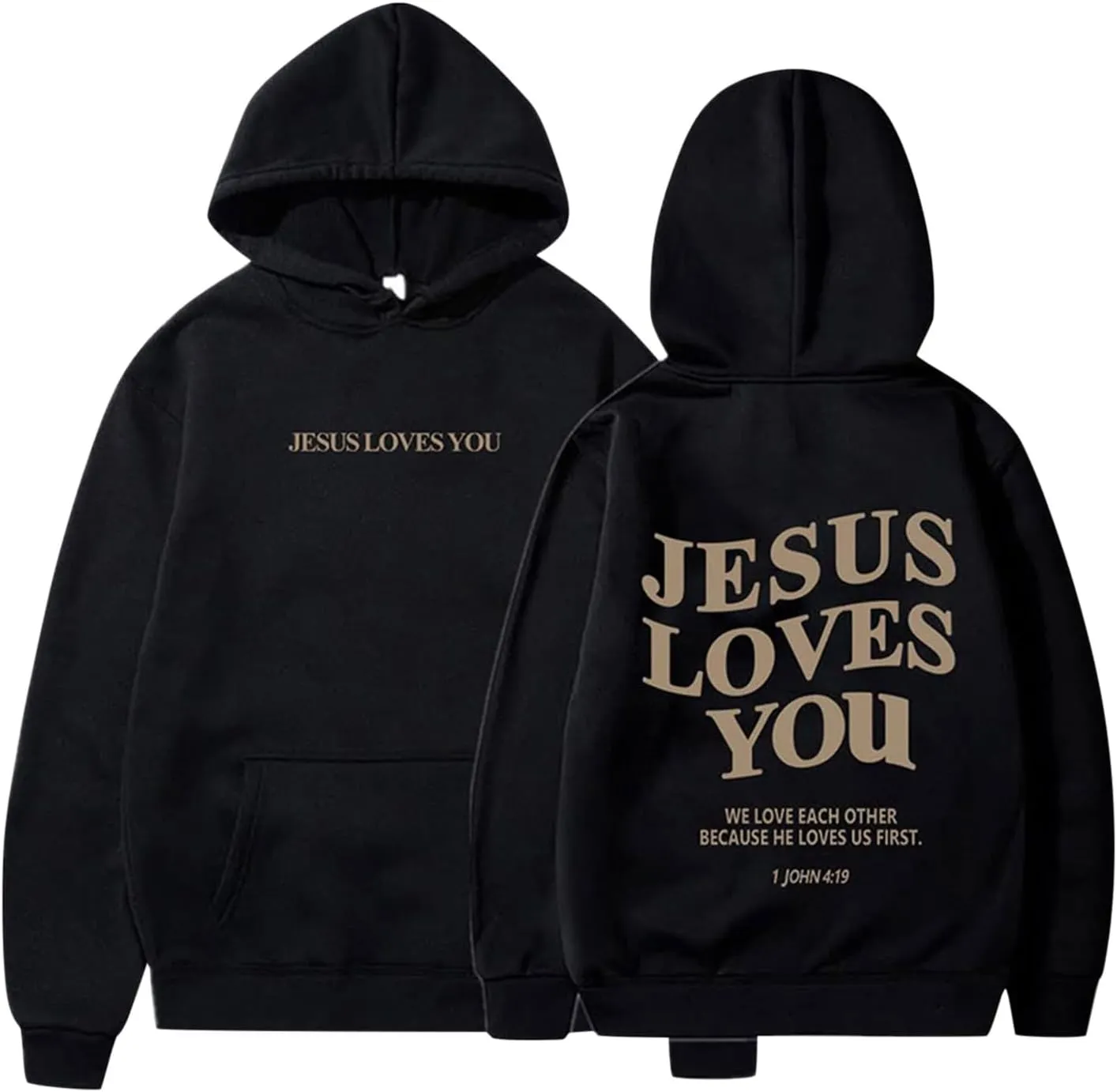 Jesus Loves You Sweatshirt for Women Casual Trendy Loose Fit Oversized Christian Sweatshirts Drawstring Pullover Y2k Hoodie