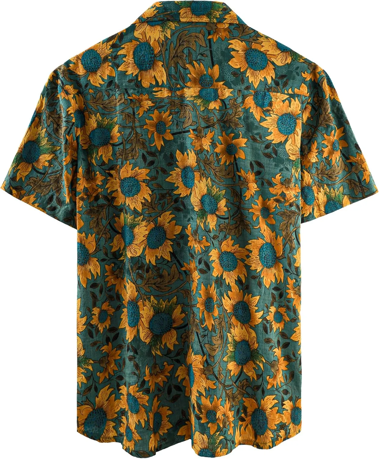 JOGAL Men's Flower Casual Button Down Short Sleeve Hawaiian Shirt