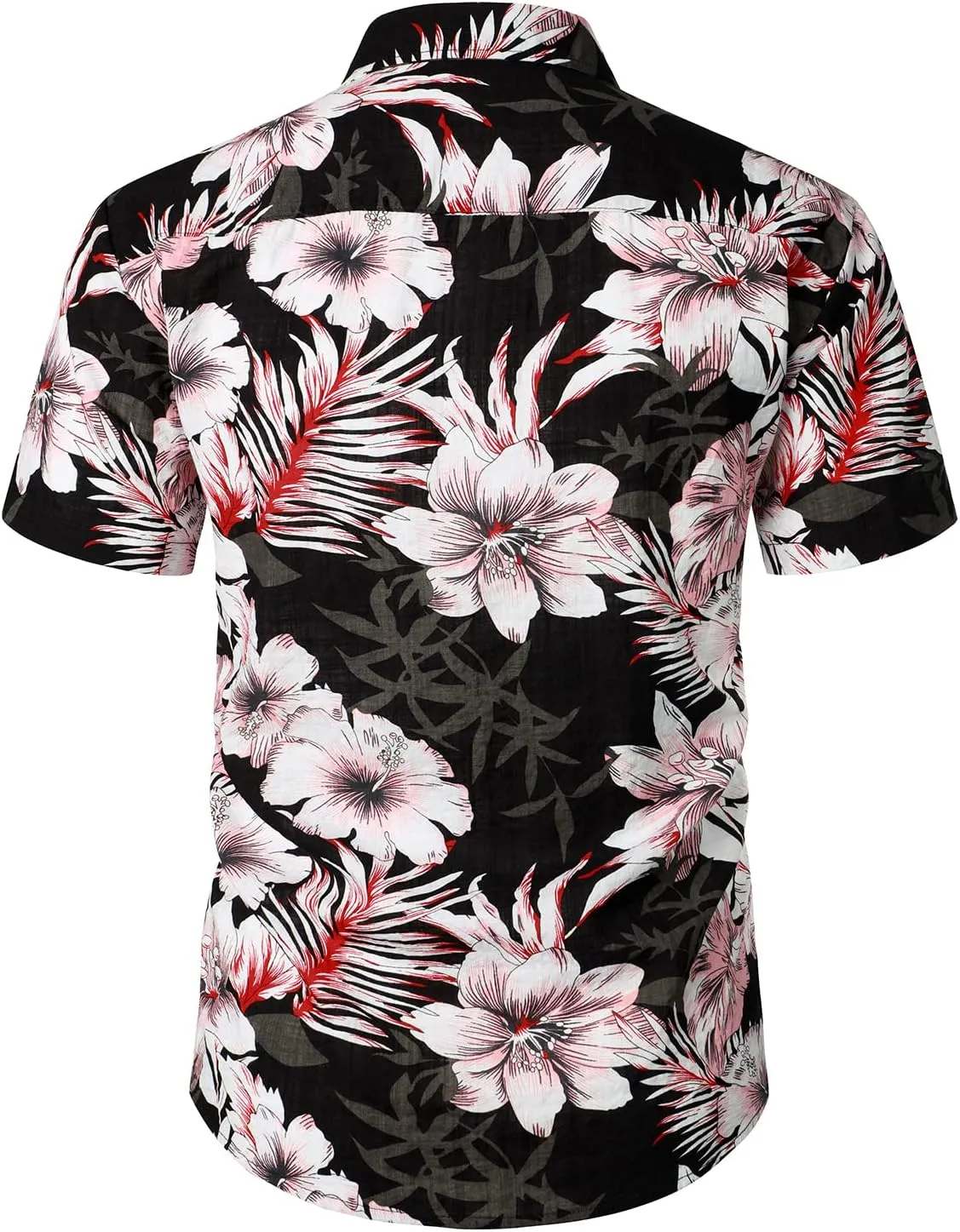 JOGAL Men's Flower Casual Button Down Short Sleeve Hawaiian Shirt