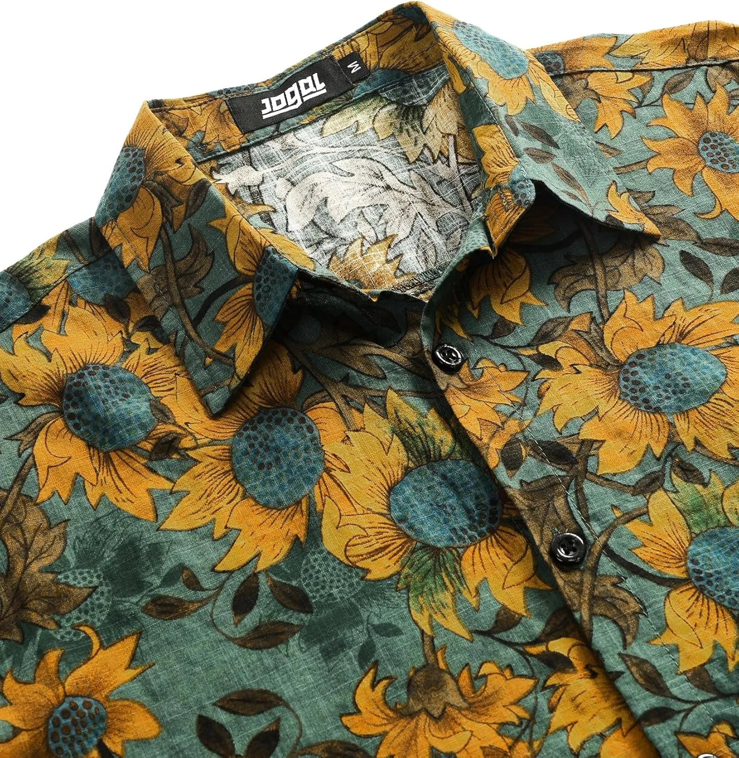 JOGAL Men's Flower Casual Button Down Short Sleeve Hawaiian Shirt