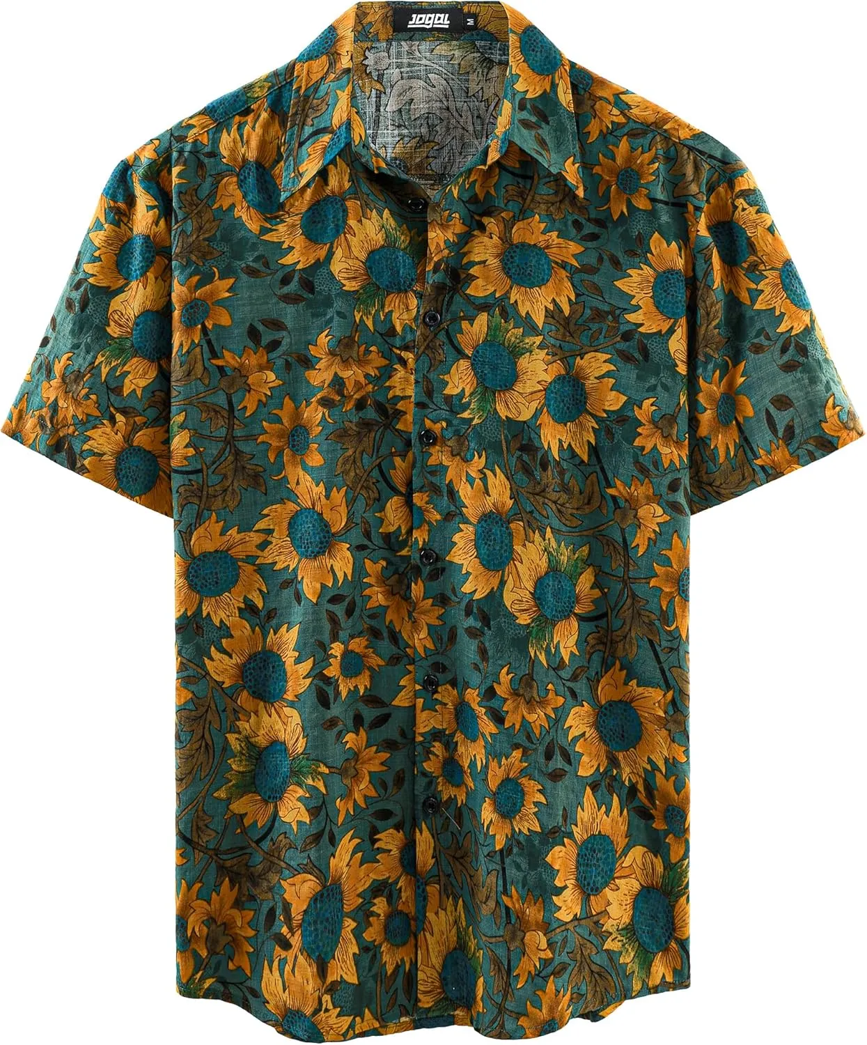 JOGAL Men's Flower Casual Button Down Short Sleeve Hawaiian Shirt