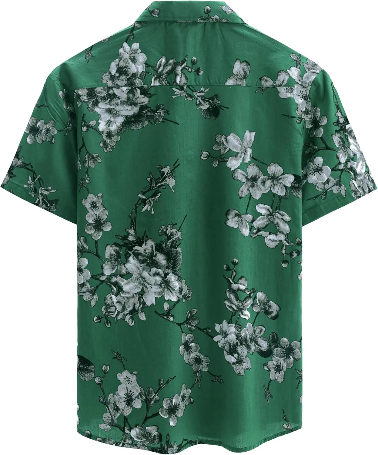 JOGAL Men's Flower Cotton Button Down Short Sleeve Hawaiian Shirt