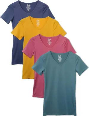 Kalon Women's 4-Pack V-Neck T-Shirt Base Layer