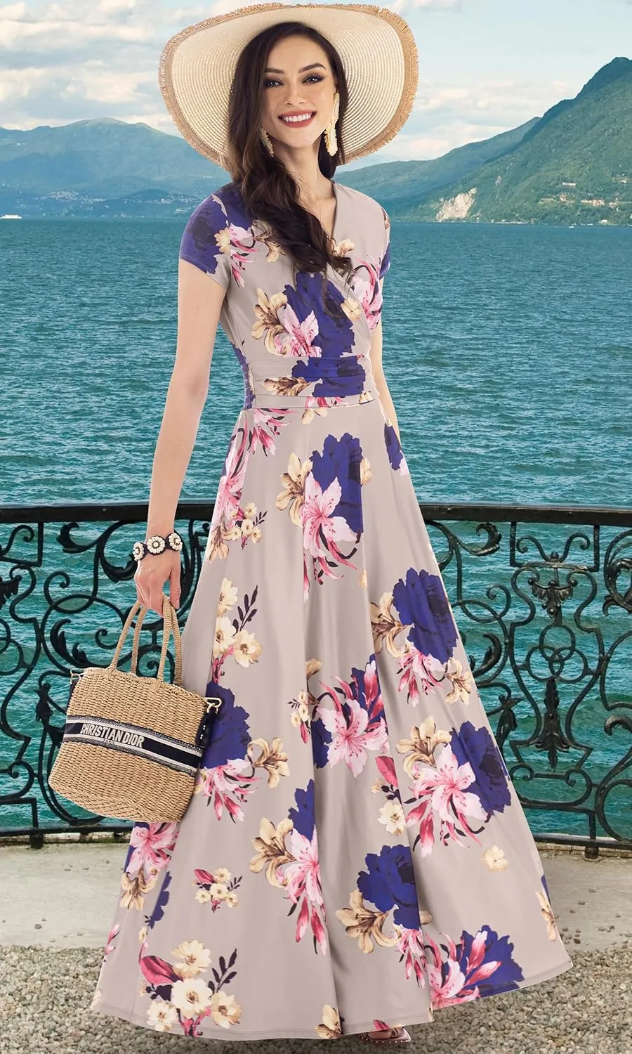 KOH KOH Womens Long Modest Floor Length Flowing Summer Print Maxi Dress Gown
