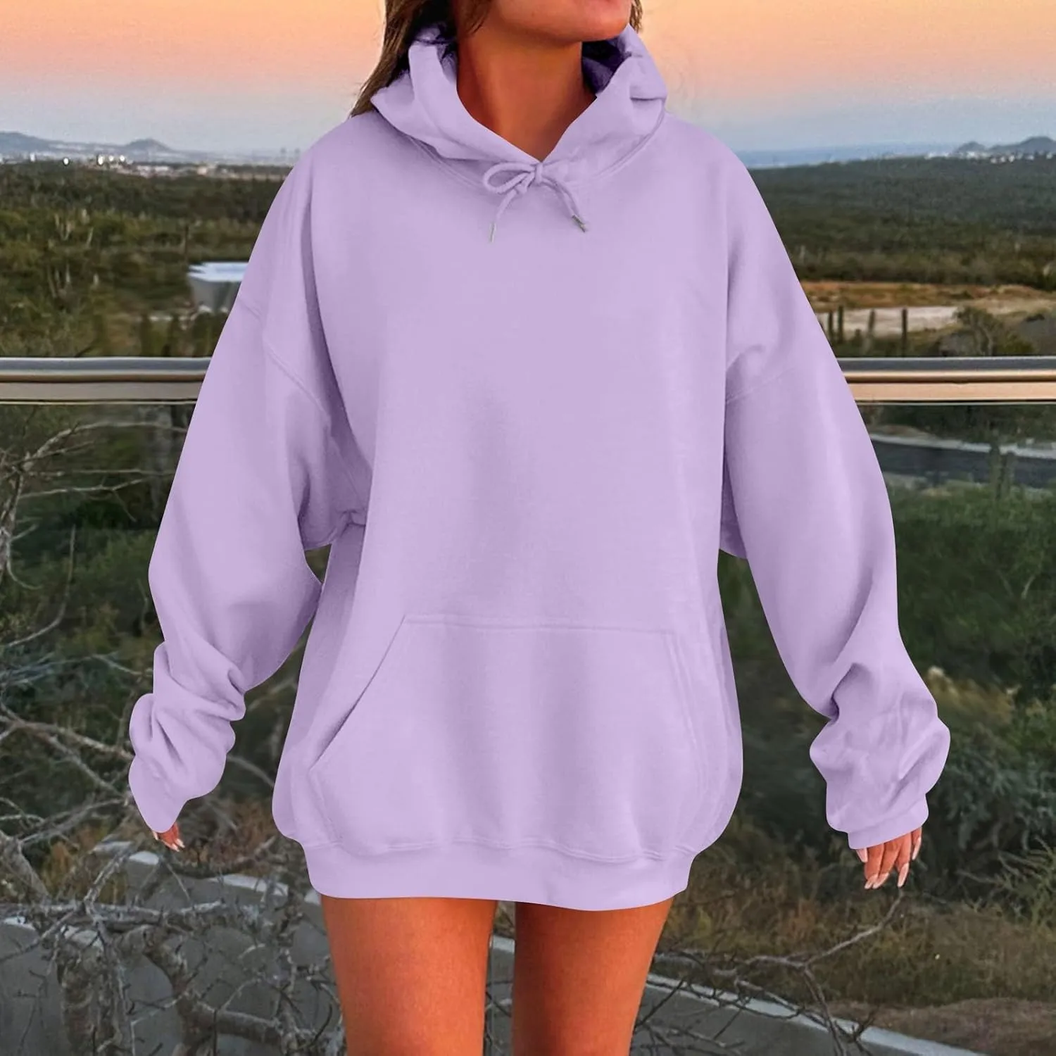 KUIOLYPOER Womens Oversized Hoodies Long Sleeve Hooded Plush Sweatshirt with Pocket 2025 Fashion Tops Trendy Outfits