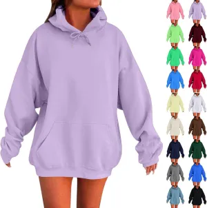 KUIOLYPOER Womens Oversized Hoodies Long Sleeve Hooded Plush Sweatshirt with Pocket 2025 Fashion Tops Trendy Outfits
