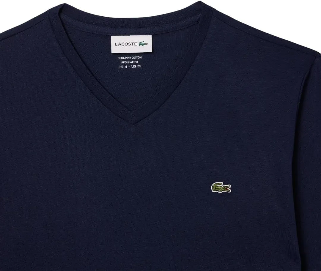 Lacoste Men's V Neck Lightweight Pima Cotton Jersey T-Shirt