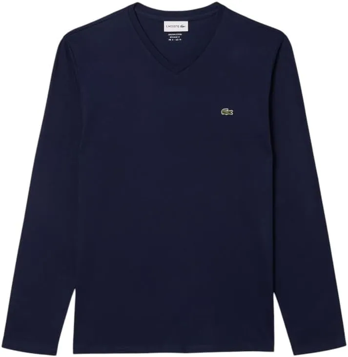 Lacoste Men's V Neck Lightweight Pima Cotton Jersey T-Shirt