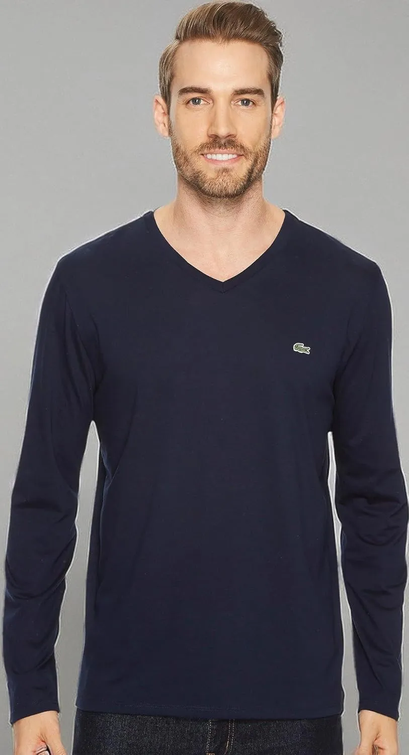 Lacoste Men's V Neck Lightweight Pima Cotton Jersey T-Shirt
