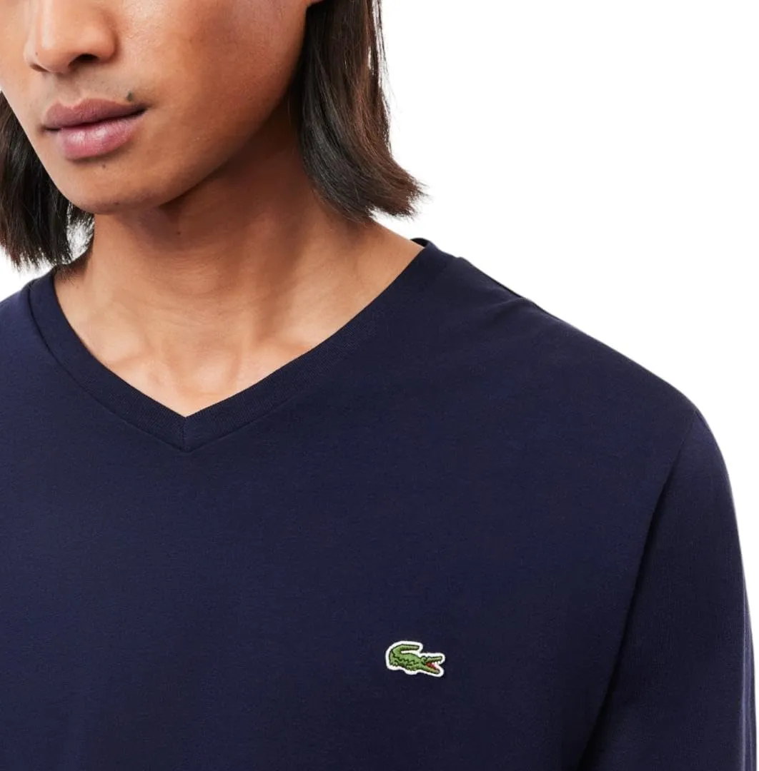Lacoste Men's V Neck Lightweight Pima Cotton Jersey T-Shirt