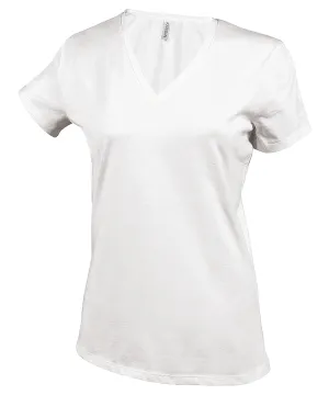 Ladies short-sleeved V-neck T-shirt | White