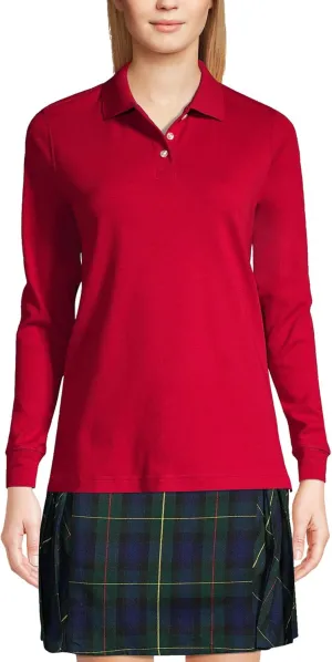 Lands' End School Uniform Women's Long Sleeve Interlock Polo Shirt