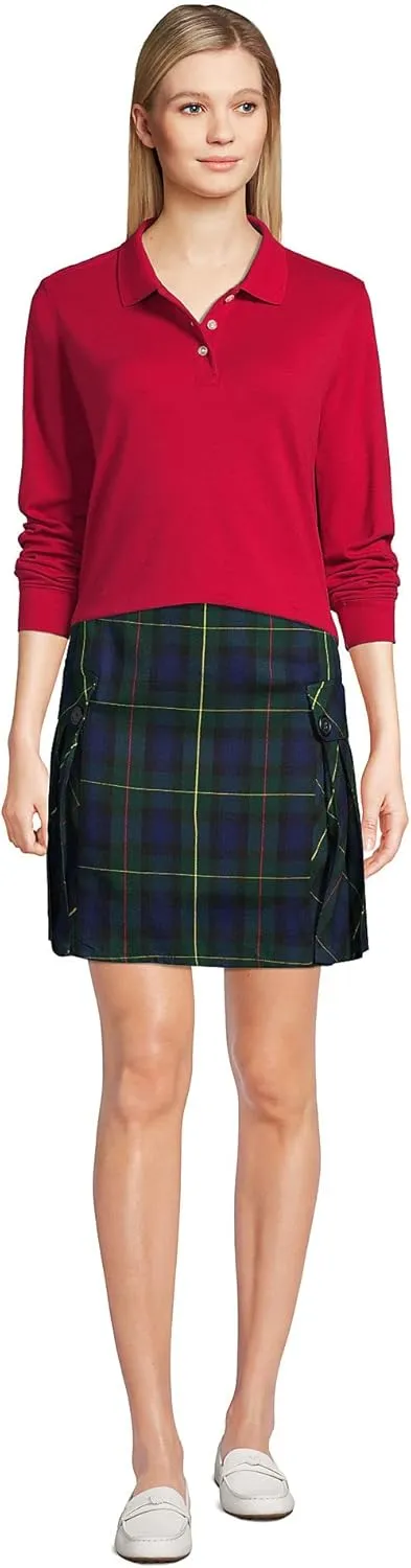 Lands' End School Uniform Women's Long Sleeve Interlock Polo Shirt