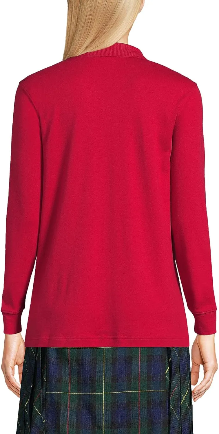 Lands' End School Uniform Women's Long Sleeve Interlock Polo Shirt