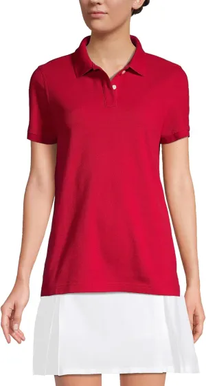 Lands' End Women's Mesh Cotton Short Sleeve Polo Shirt