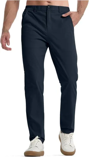 lcyhony Golf Pants Men Stretch Lightweight Slim Fit Dress Pants Button High Waist Casual Athletic Chinos Pants with Pockets