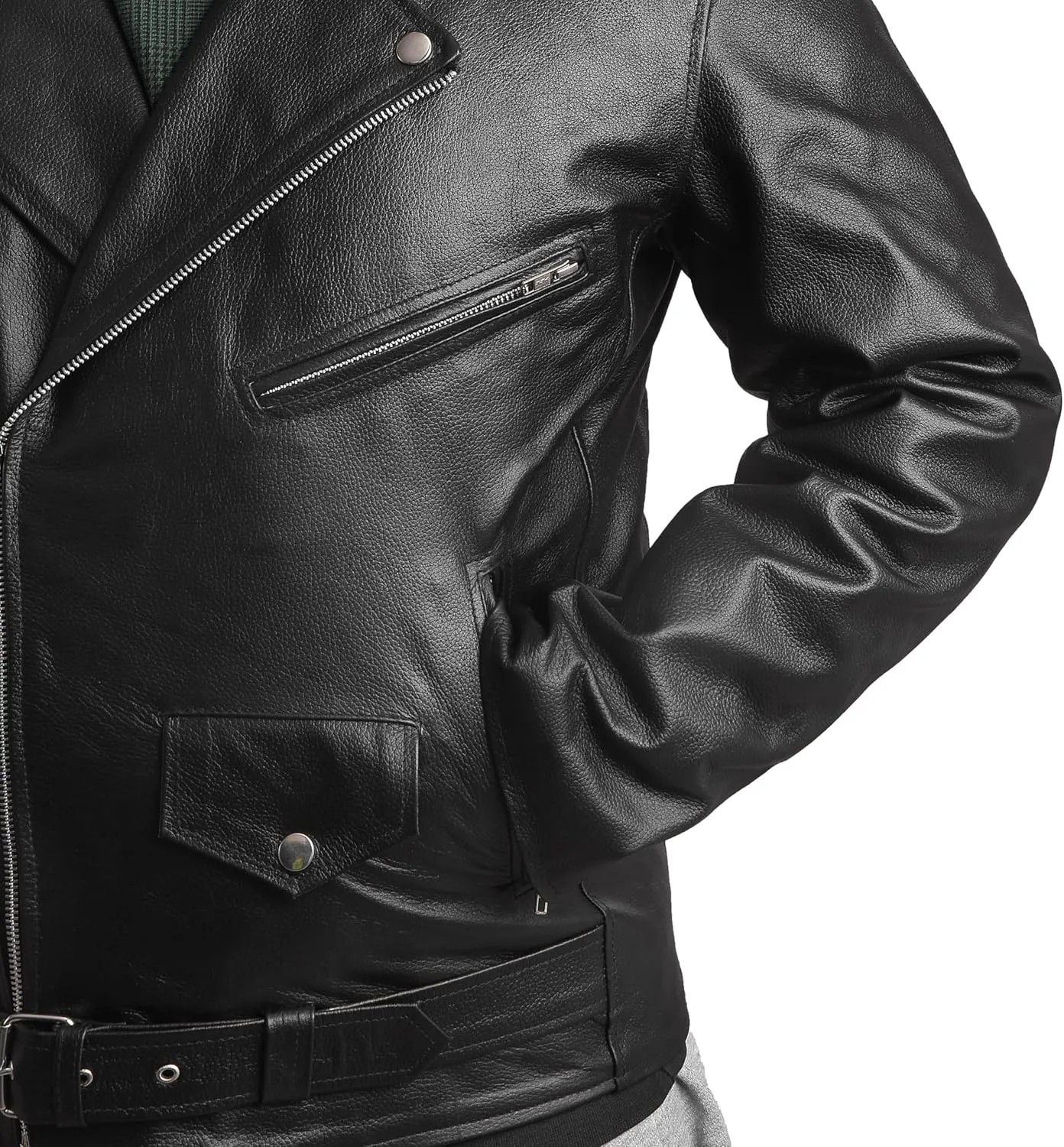 Leather Jacket Men Motorcycle Jacket Black Leather Jacket Brando Racer Biker Retro Jacket 100% Genuine Cowhide Leather