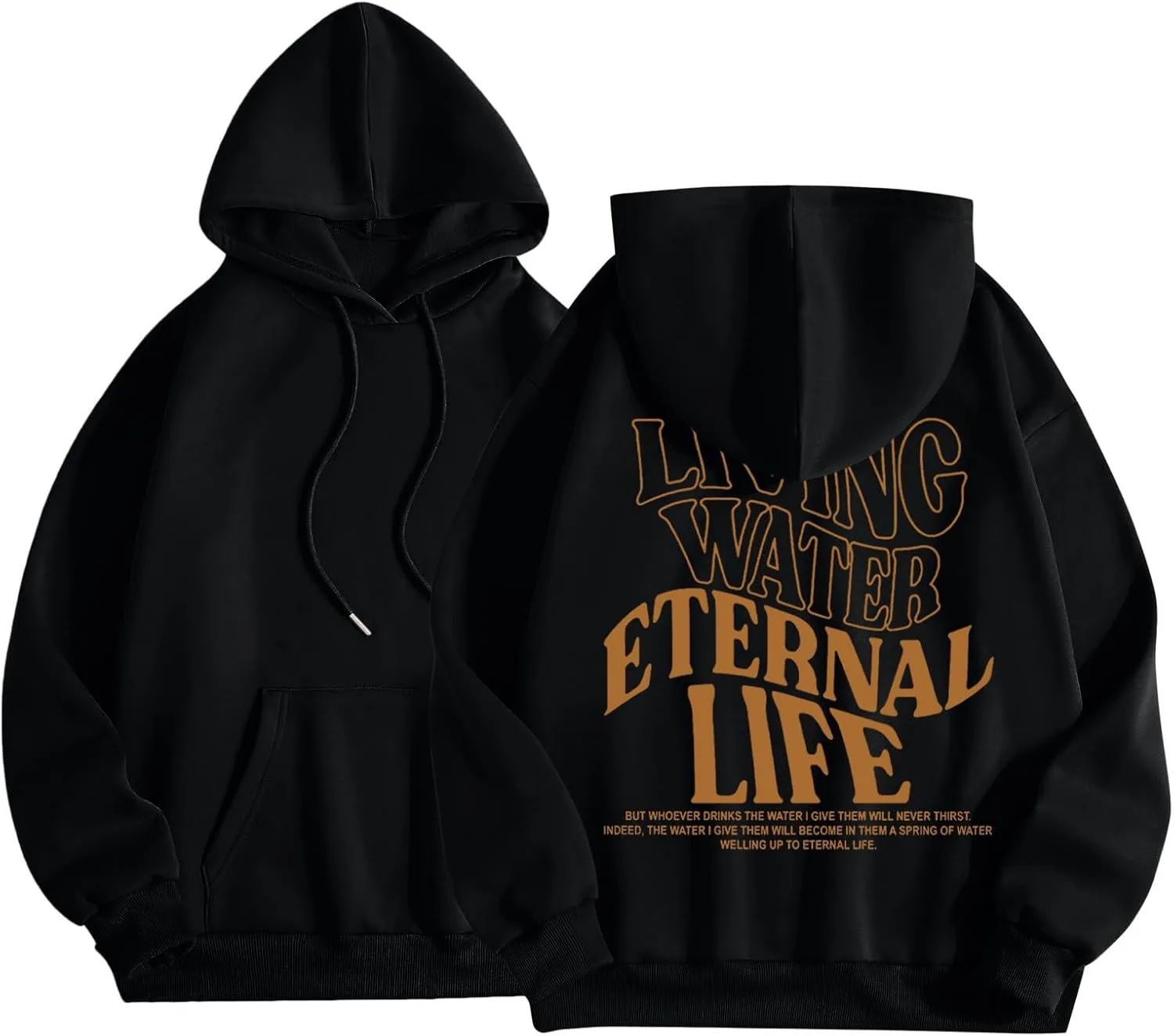 Living Water Eternal Life Christian Womens Hoodies Jesus Faith Graphic Oversized Long Sleeve Sweatshirts Fall Casual Pullover