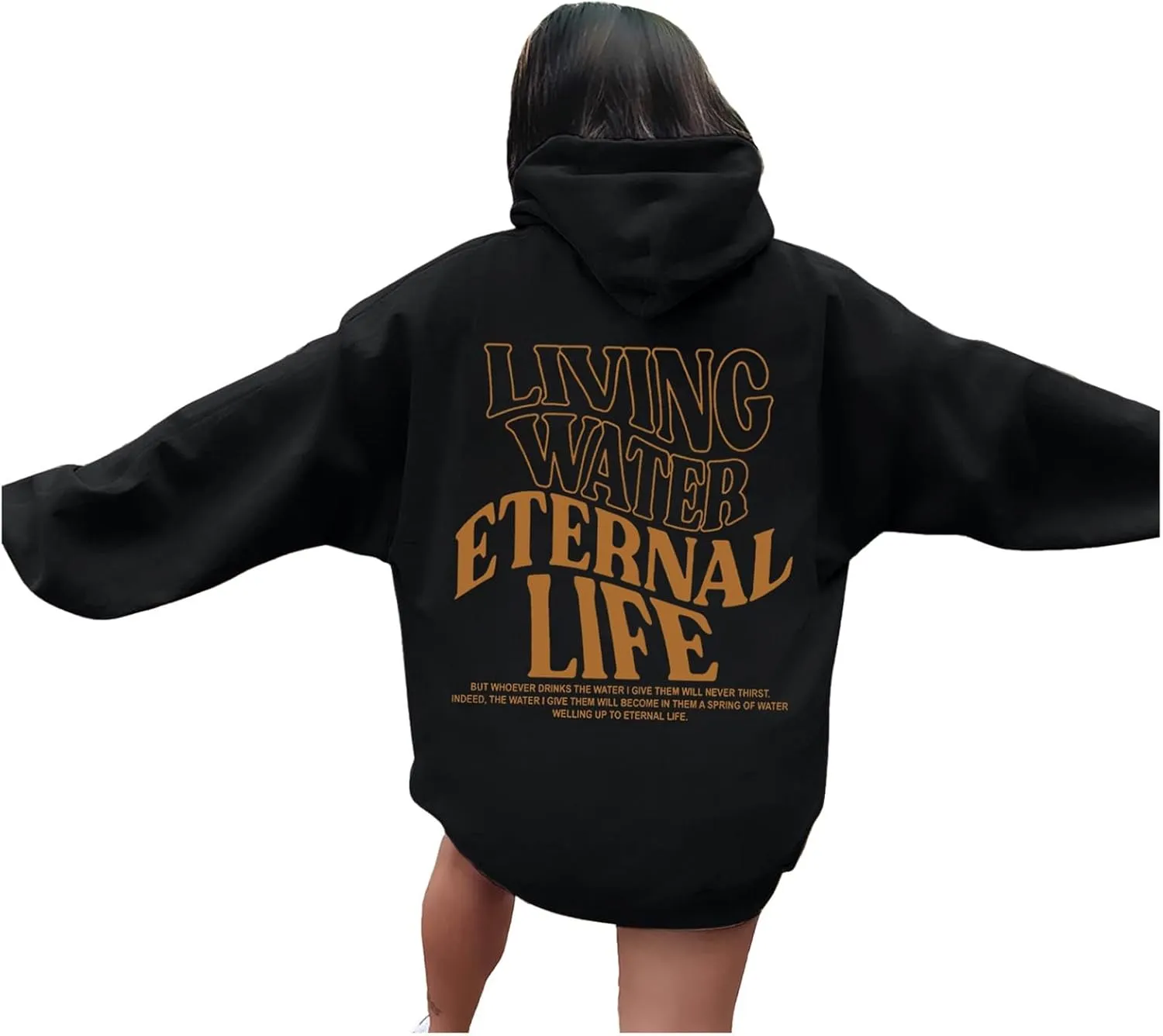 Living Water Eternal Life Christian Womens Hoodies Jesus Faith Graphic Oversized Long Sleeve Sweatshirts Fall Casual Pullover