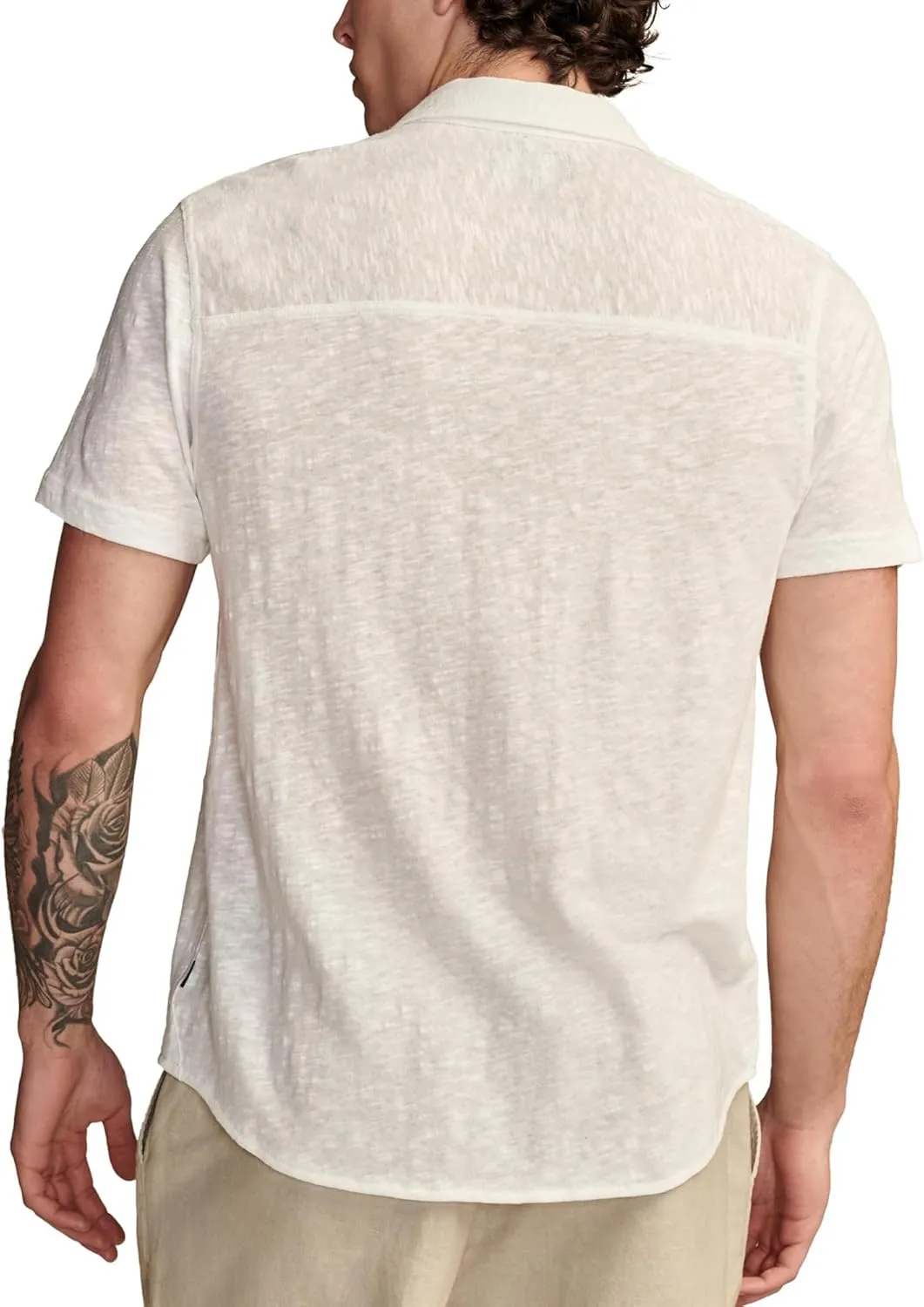 Lucky Brand Men's Linen Short Sleeve Button UP Shirt