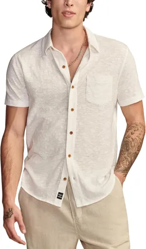 Lucky Brand Men's Linen Short Sleeve Button UP Shirt