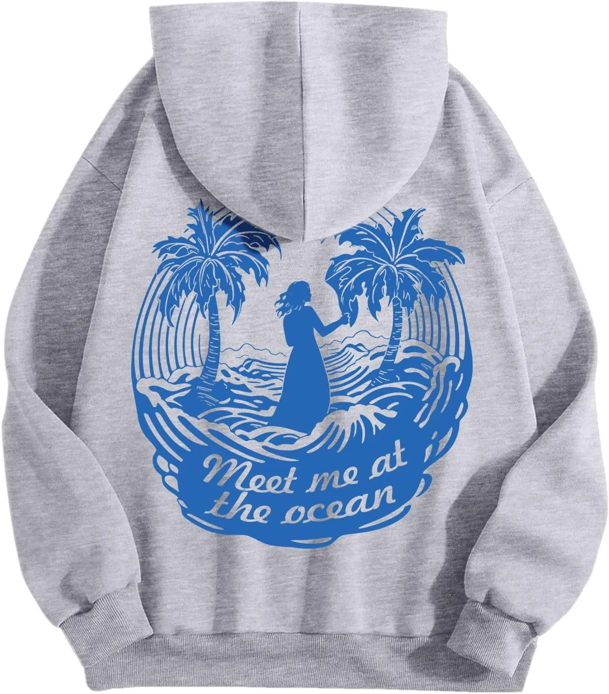 Meet Me at The Ocean Oversized Hoodies for Women Casual Drawstring Sweatshirt Fashion Long Sleeve Pullover