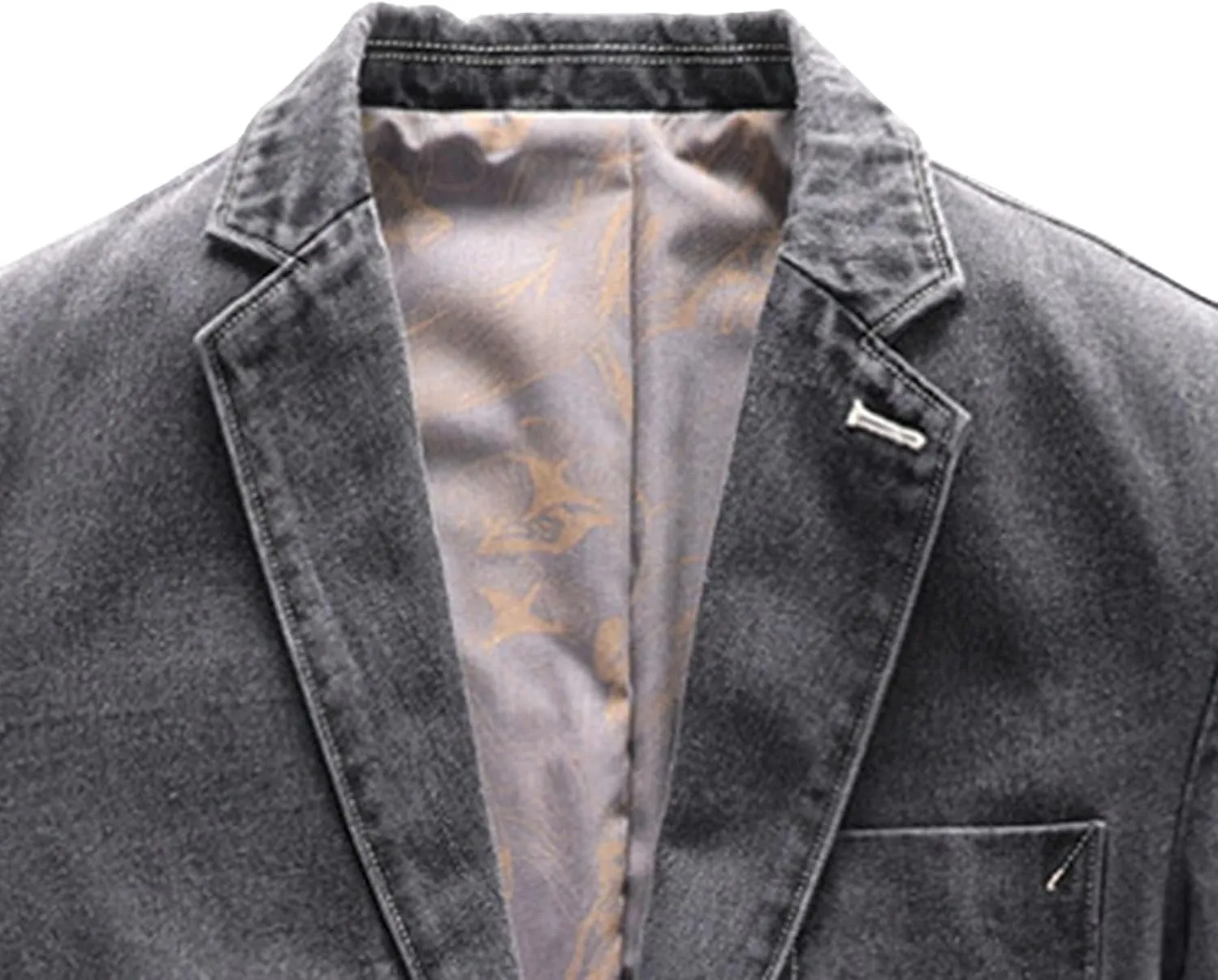 Men Casual Denim Suit Blazer 2 Button Business Vintage Jean Suit Jacket Cowboy Travel Blazer Sport Coat