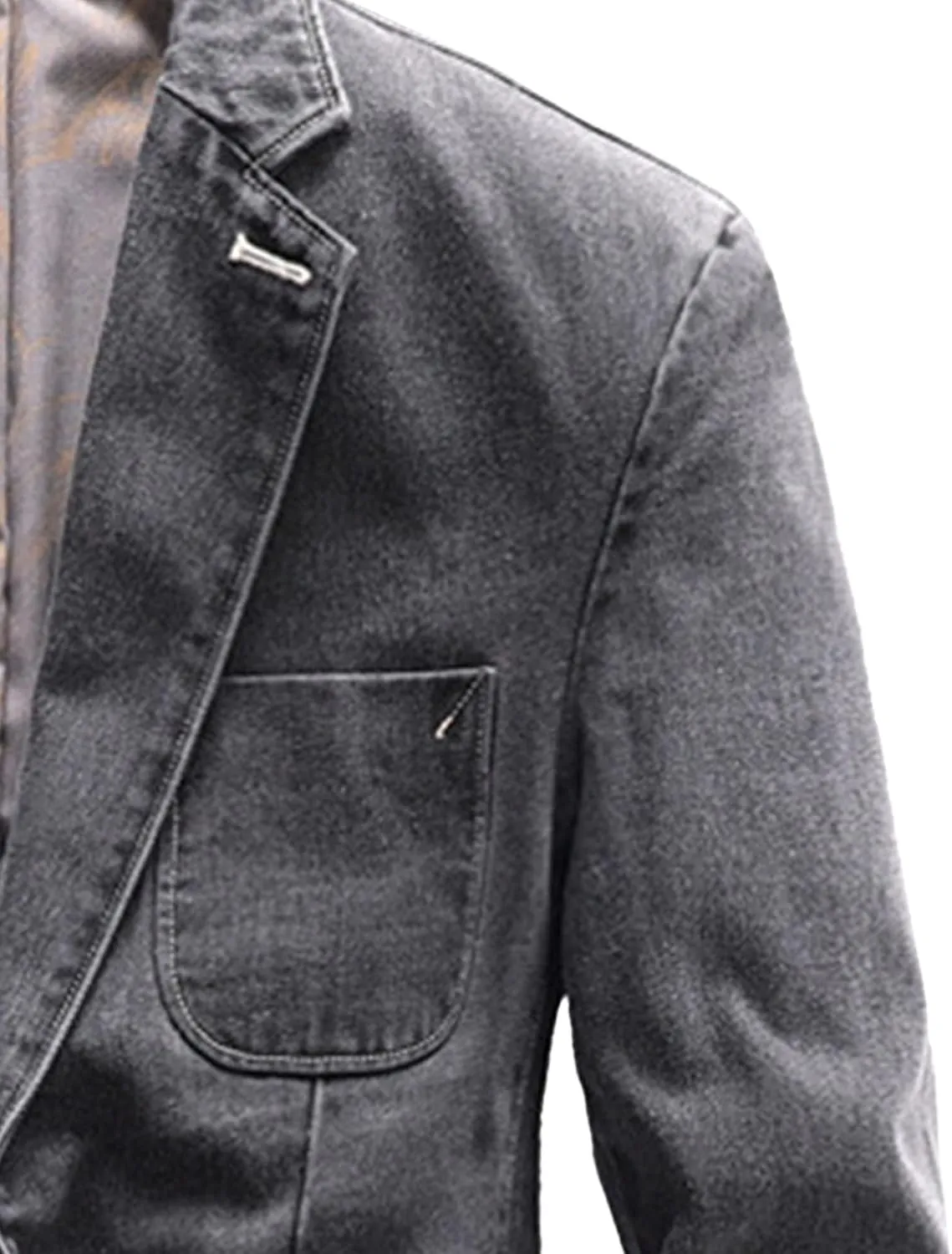 Men Casual Denim Suit Blazer 2 Button Business Vintage Jean Suit Jacket Cowboy Travel Blazer Sport Coat